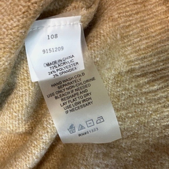 Vince Camuto Extended Shoulder Crewneck Sweater Tan and White Colorblock Size XL - Picture 8 of 8